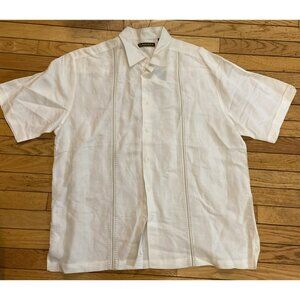 Cubavera Shirt Mens XL White Button Western Embroidered Rockabilly Retro